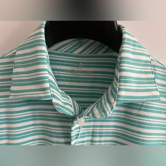 Southern Tide Short Sleeve Soft Knitted Horizontal Stripe Polo Top - Picture 9 of 16